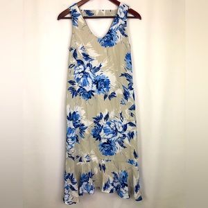 APT.9 Floral Midi Dress Sleeveless Ruffle Summer Lined V-Neck Small Womens Blue